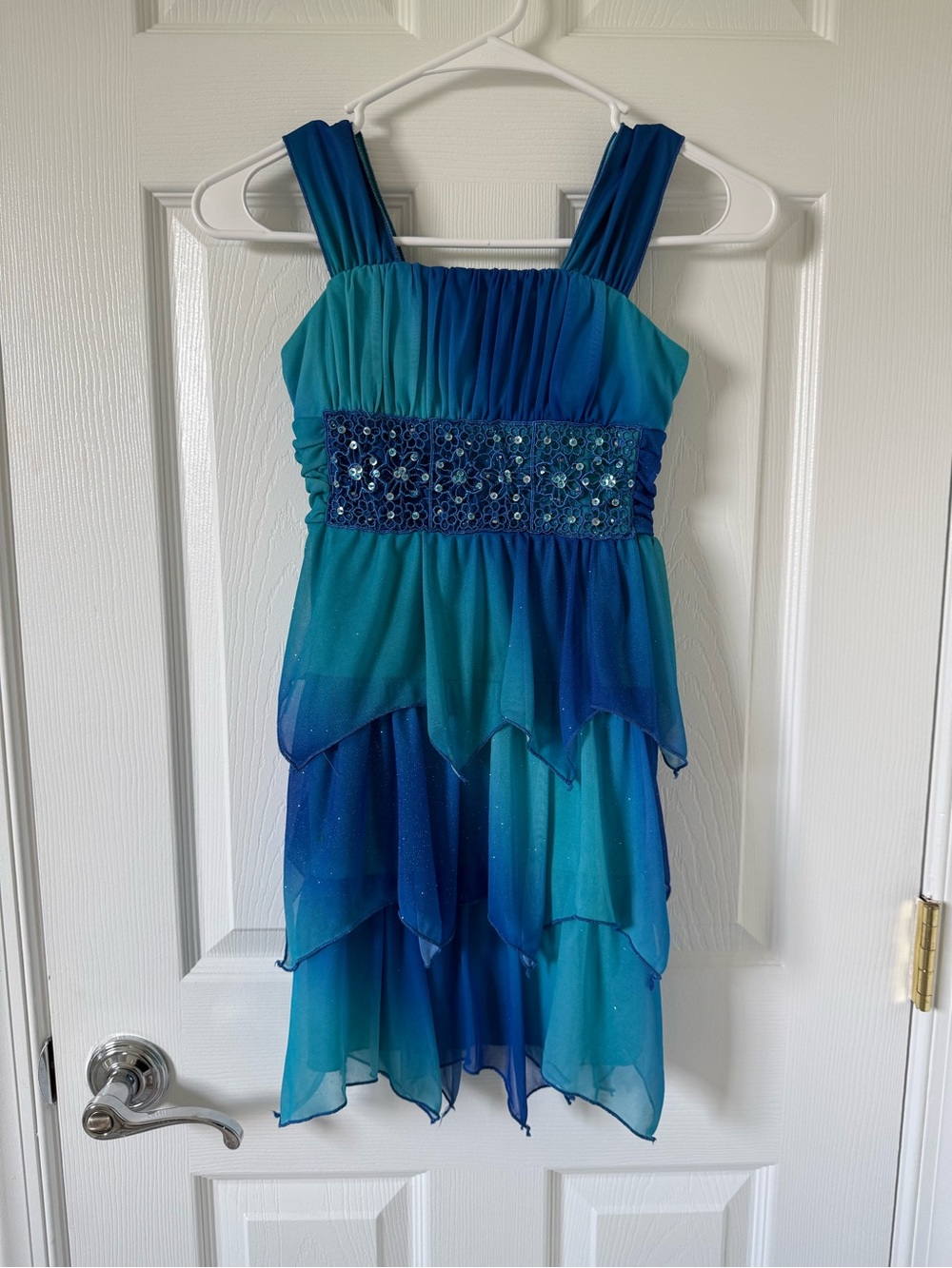 My Michelle Teal and Blue Layered Chiffon Party Dress